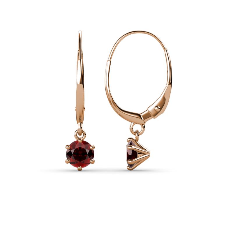 Calla Red Garnet (4mm) Solitaire Dangling Earrings 