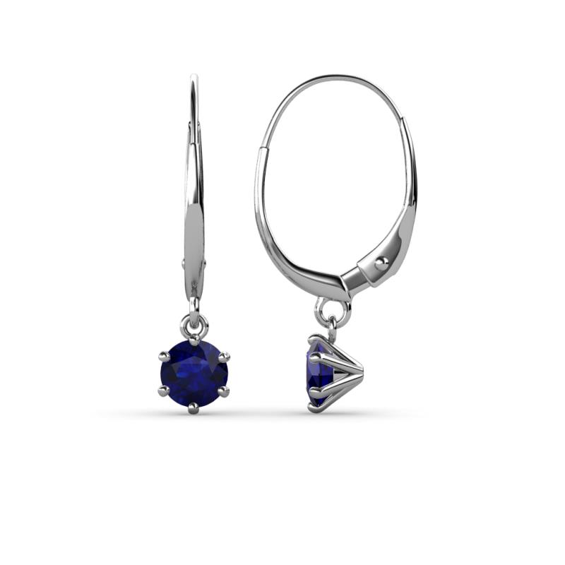 Calla Blue Sapphire Solitaire Dangling Earrings Blue Sapphire ctw Six Prong Womens Solitaire Drop and Dangle Earrings K White Gold