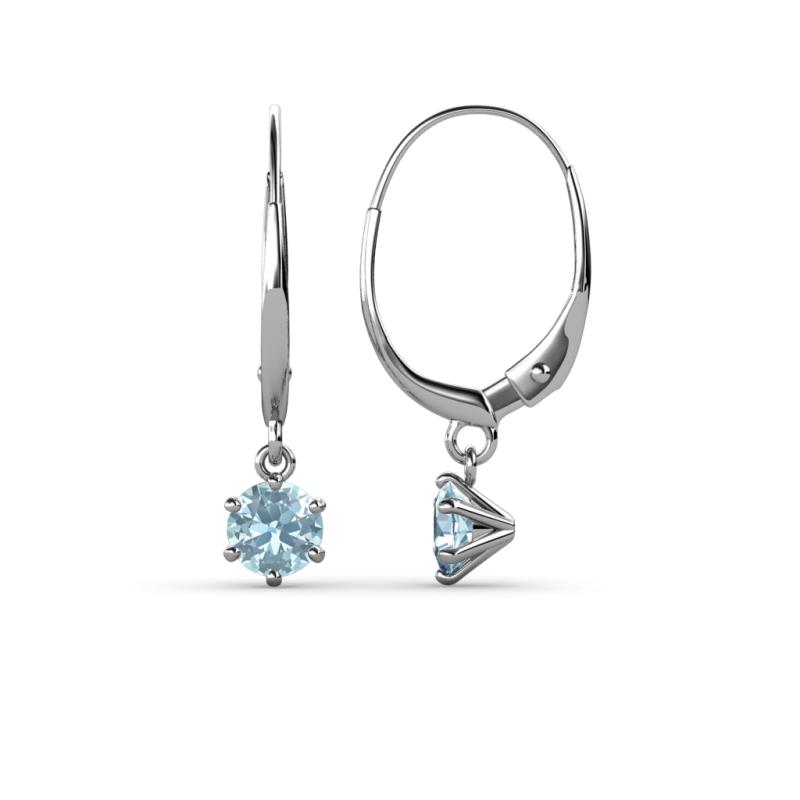 Calla Aquamarine (4mm) Solitaire Dangling Earrings 