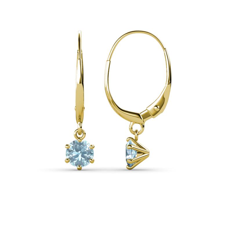 Calla Aquamarine (4mm) Solitaire Dangling Earrings 