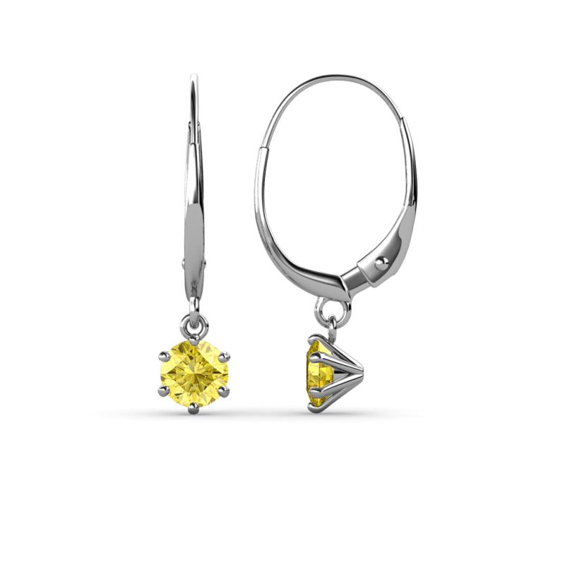 Calla Yellow Sapphire (4mm) Solitaire Dangling Earrings 
