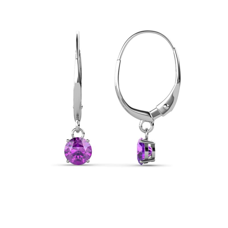 Grania Amethyst (4mm) Solitaire Dangling Earrings 
