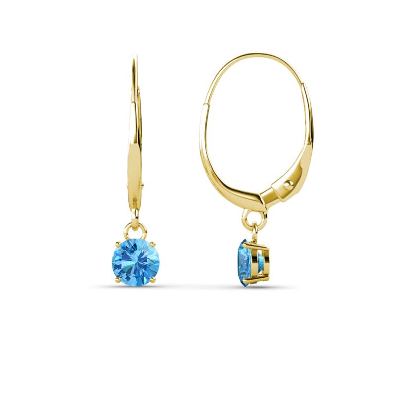 Grania Blue Topaz (4mm) Solitaire Dangling Earrings 