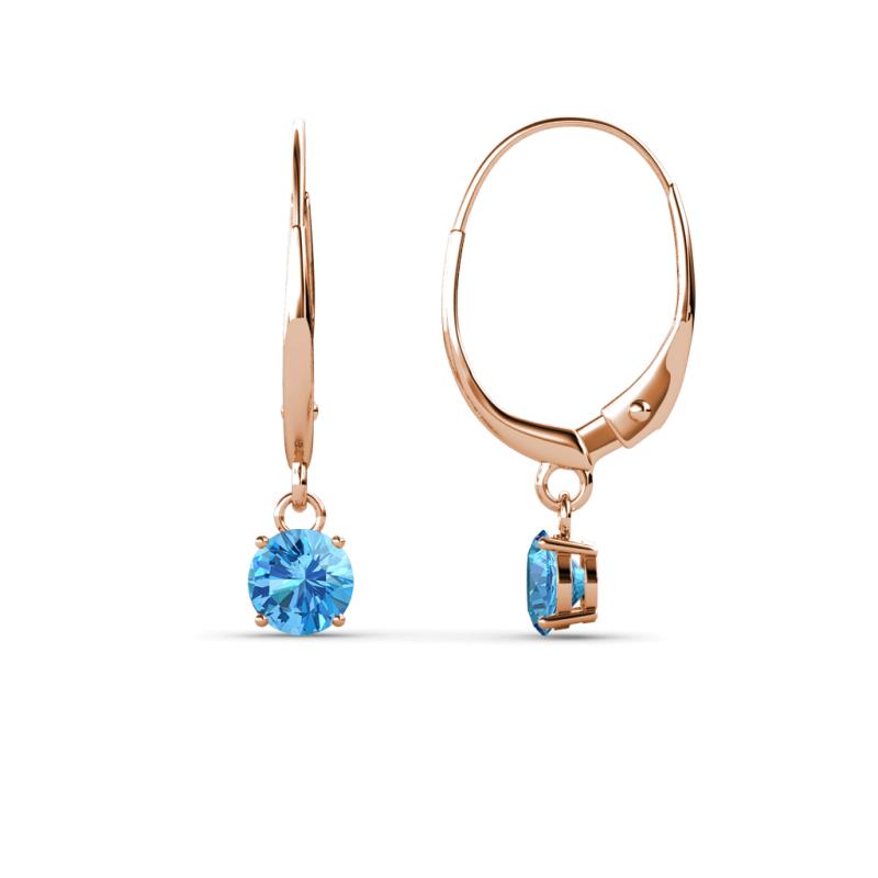 Grania Blue Topaz (4mm) Solitaire Dangling Earrings 