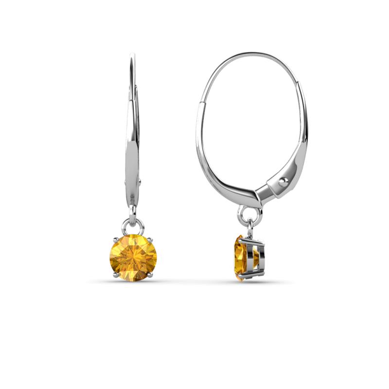 Grania Citrine (4mm) Solitaire Dangling Earrings 