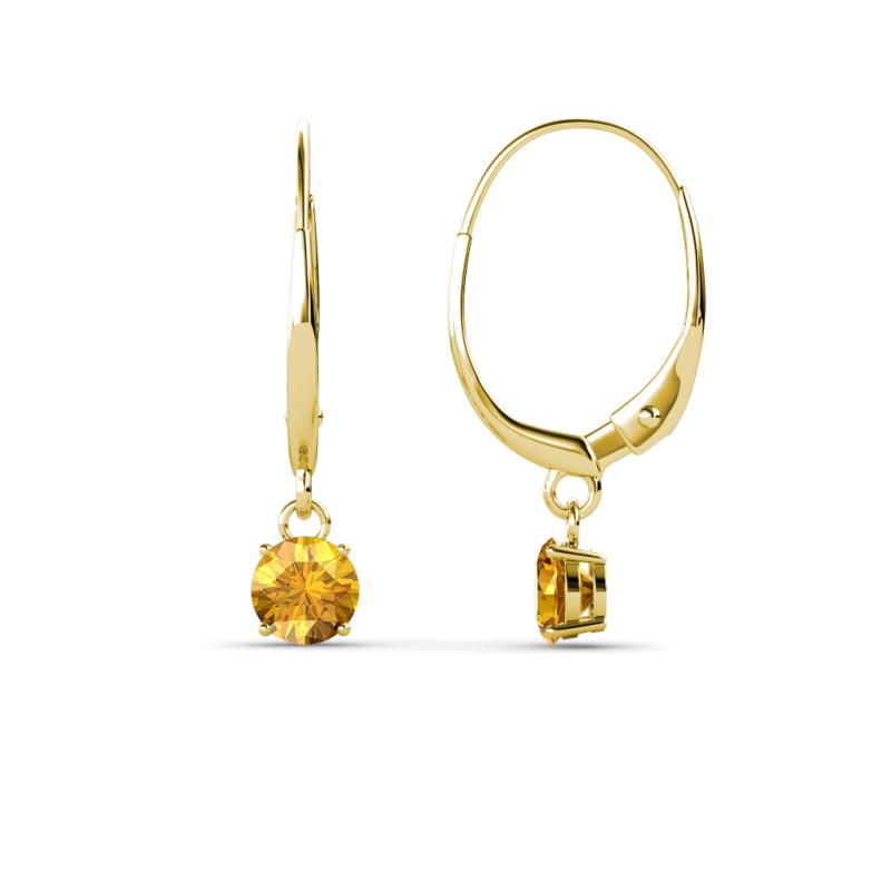 Grania Citrine (4mm) Solitaire Dangling Earrings 