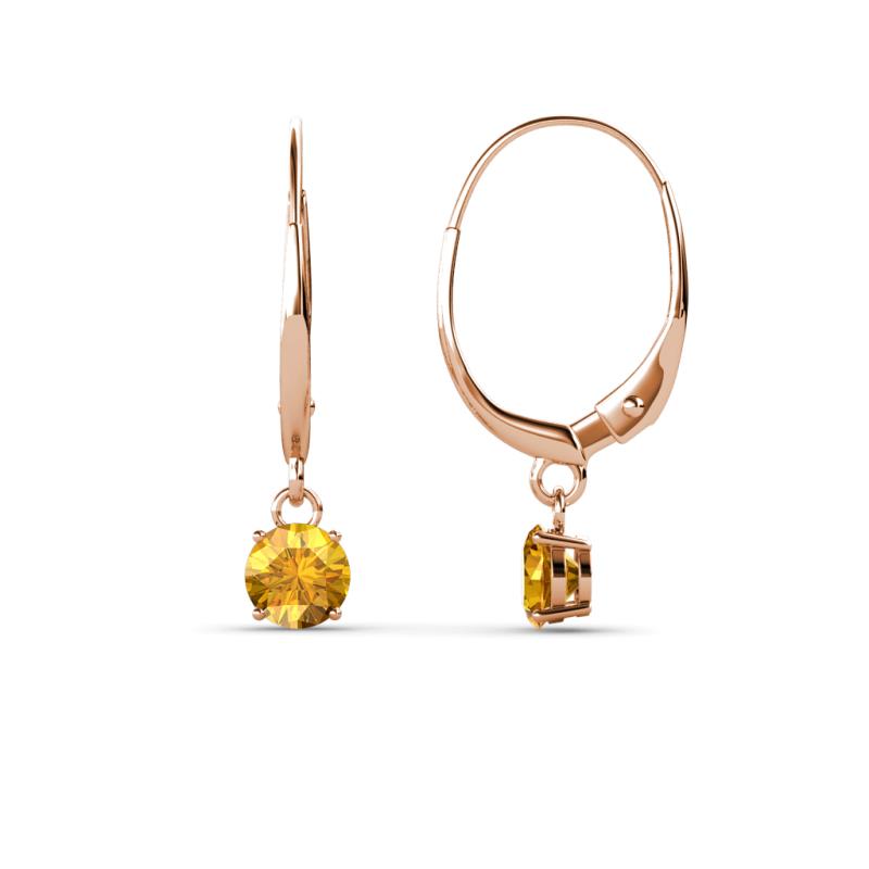 Grania Citrine (4mm) Solitaire Dangling Earrings 