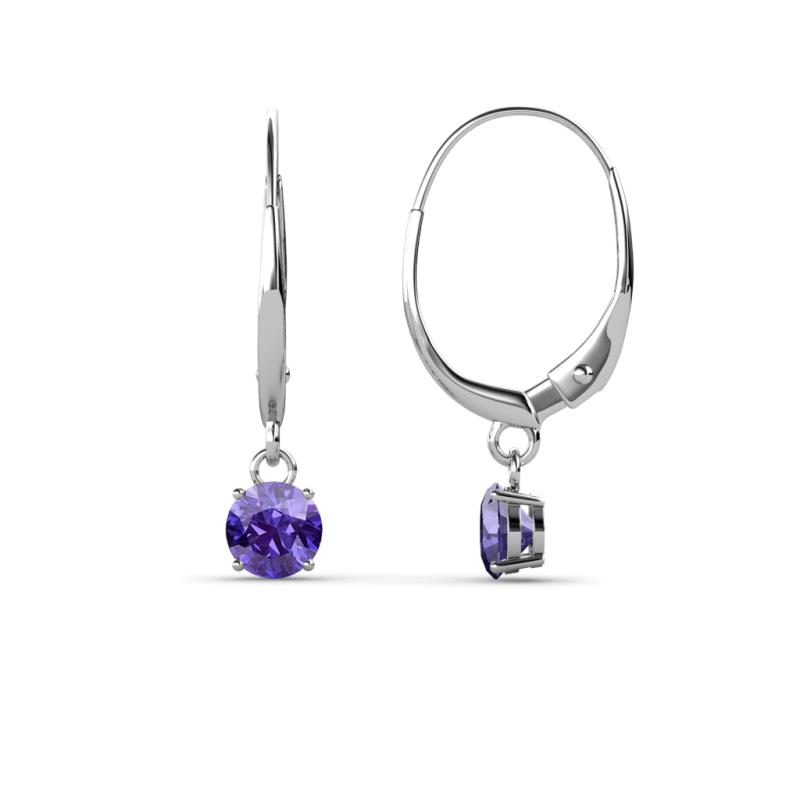 Grania Iolite (4mm) Solitaire Dangling Earrings 