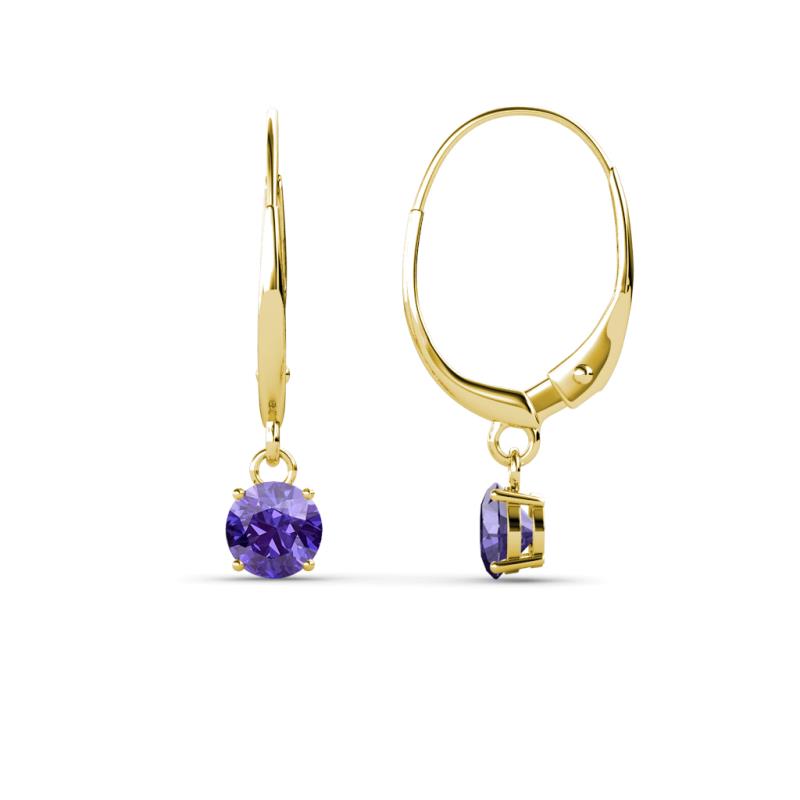 Grania Iolite (4mm) Solitaire Dangling Earrings 