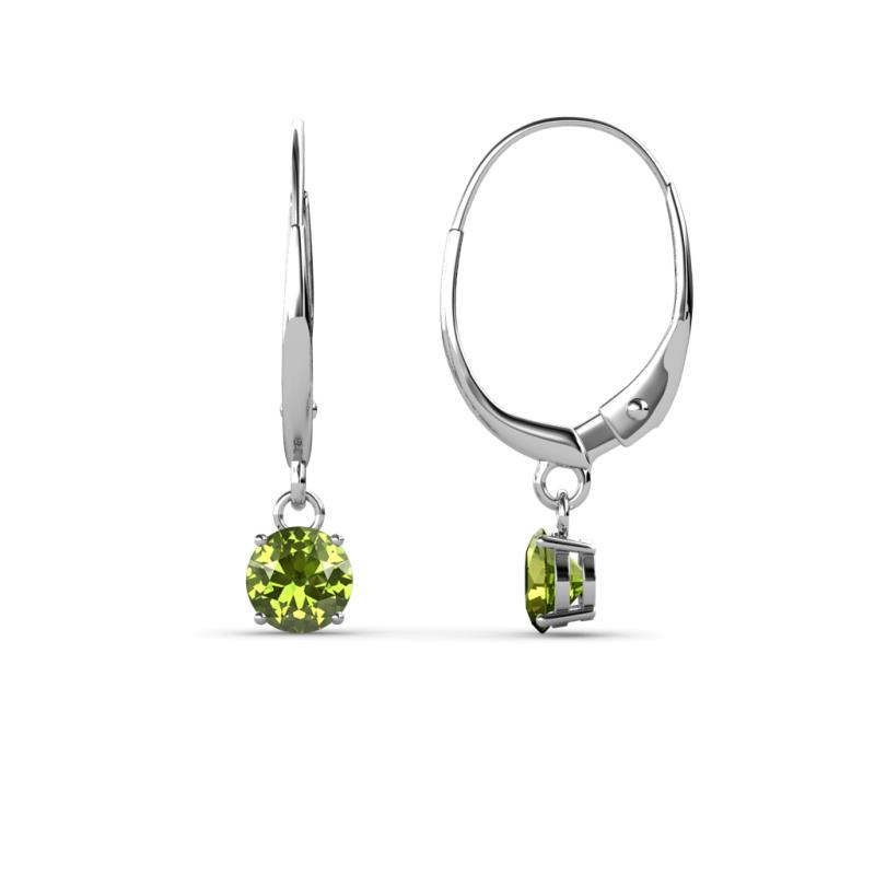 Grania Peridot (4mm) Solitaire Dangling Earrings 
