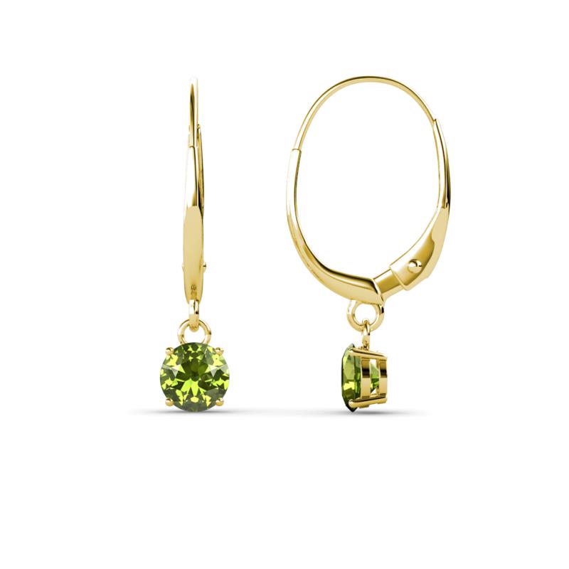 Grania Peridot (4mm) Solitaire Dangling Earrings 