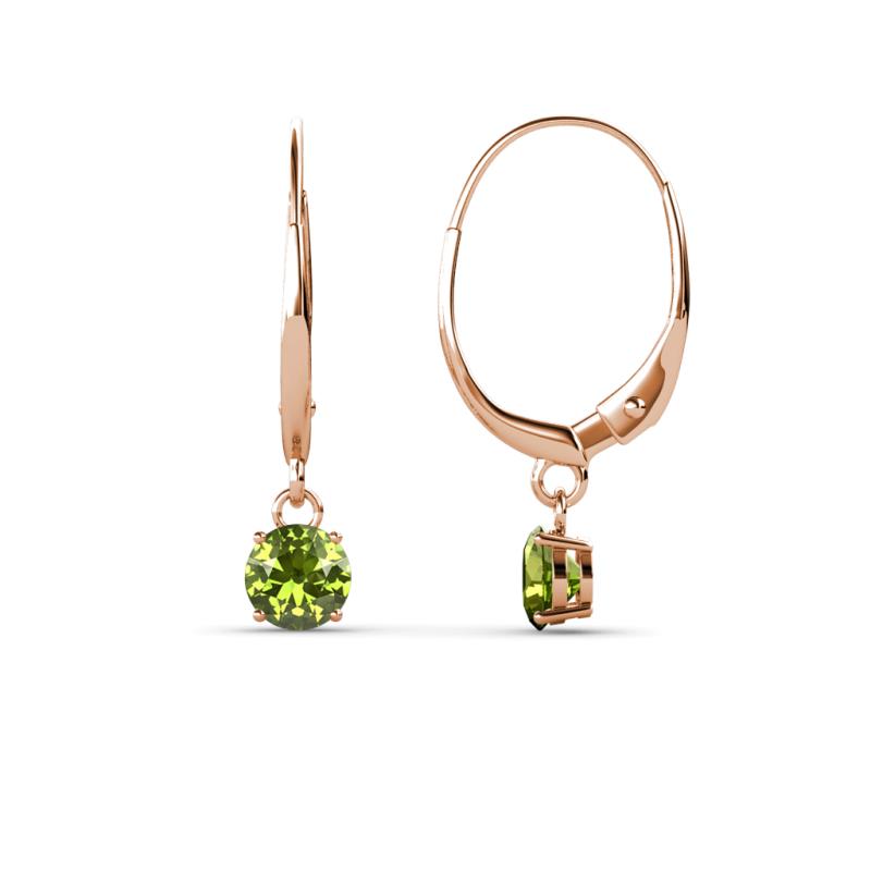Grania Peridot (4mm) Solitaire Dangling Earrings 