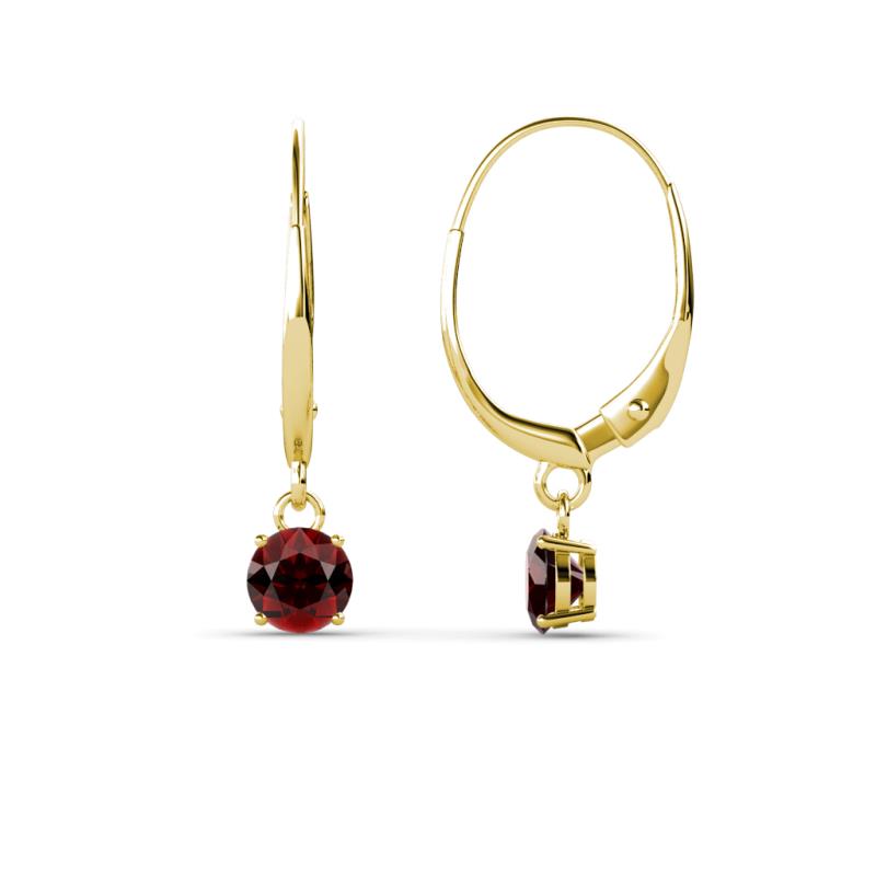 Grania Red Garnet (4mm) Solitaire Dangling Earrings 