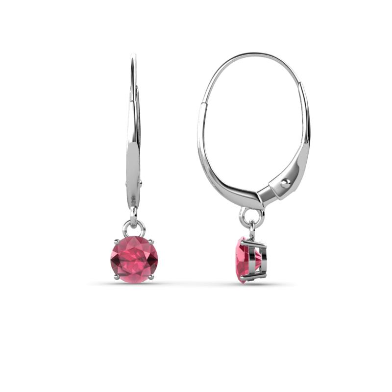 Grania Rhodolite Garnet (4mm) Solitaire Dangling Earrings 