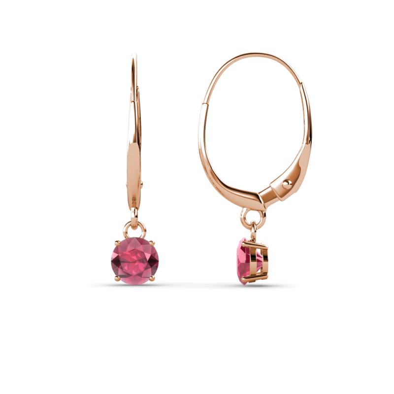 Grania Rhodolite Garnet (4mm) Solitaire Dangling Earrings 