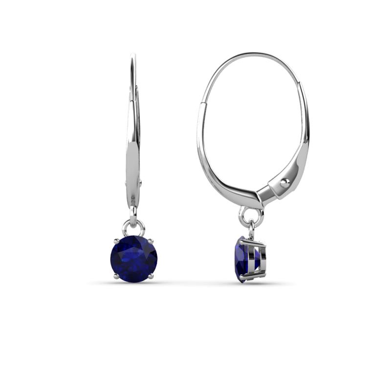 Grania Blue Sapphire Solitaire Dangling Earrings Blue Sapphire ctw Four Prong Womens Solitaire Drop and Dangle Earrings K White Gold