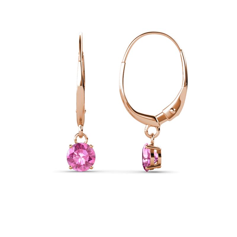 Grania Pink Sapphire (4mm) Solitaire Dangling Earrings 