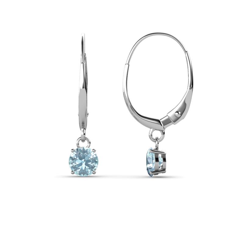 Grania Aquamarine (4mm) Solitaire Dangling Earrings 