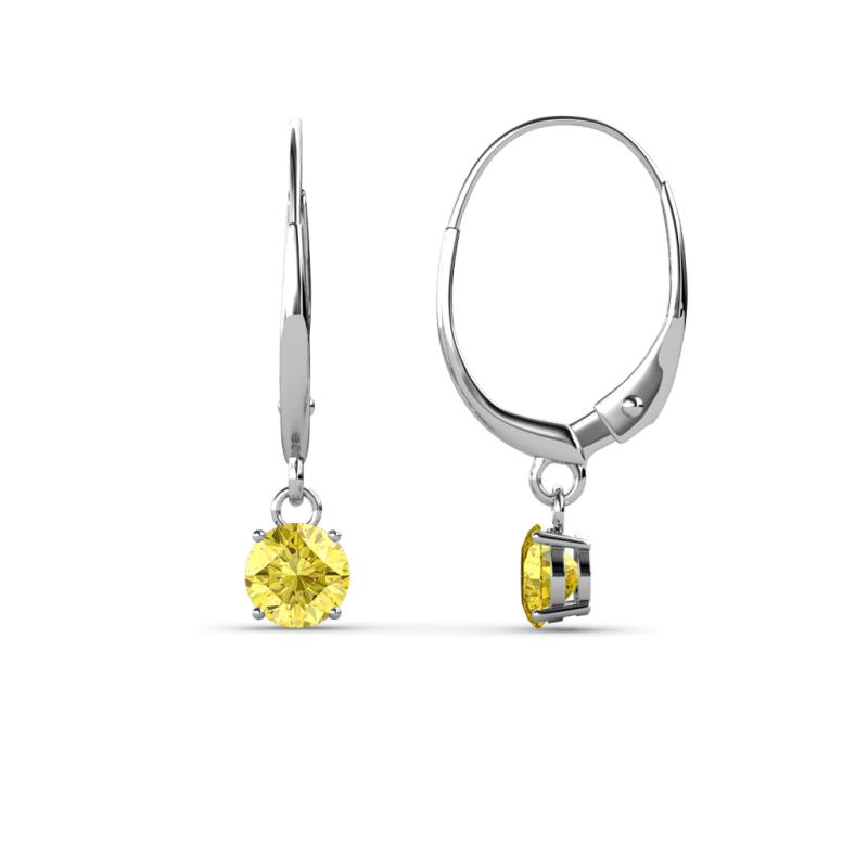 Grania Yellow Sapphire (4mm) Solitaire Dangling Earrings 