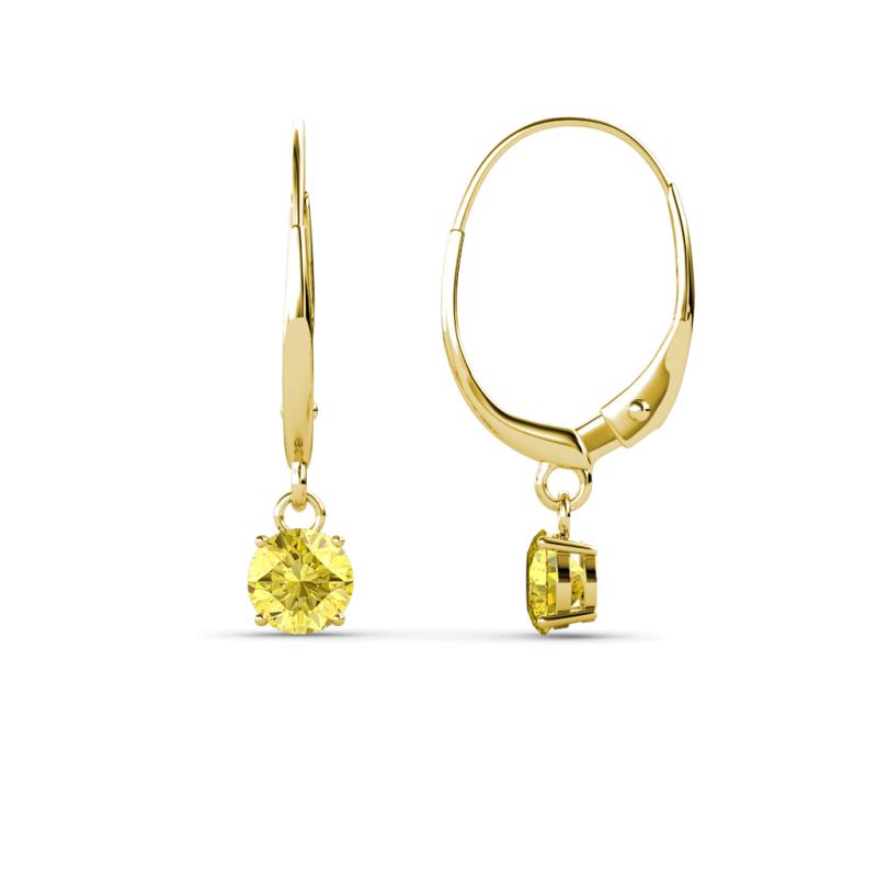 Grania Yellow Sapphire (4mm) Solitaire Dangling Earrings 