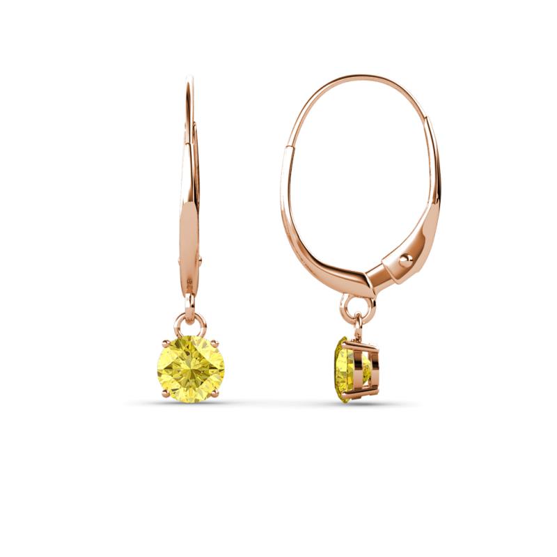 Grania Yellow Sapphire (4mm) Solitaire Dangling Earrings 