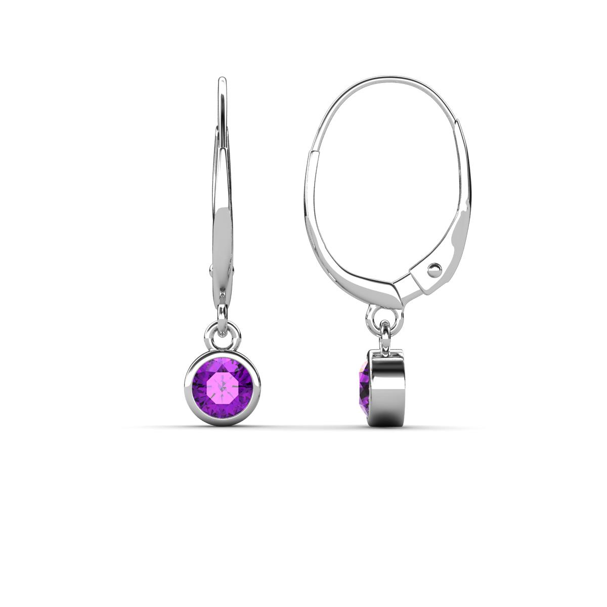 Cara Amethyst (4mm) Solitaire Dangling Earrings 