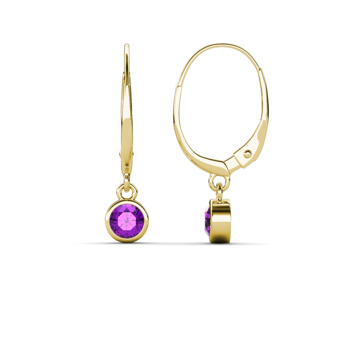 Cara Amethyst (4mm) Solitaire Dangling Earrings 