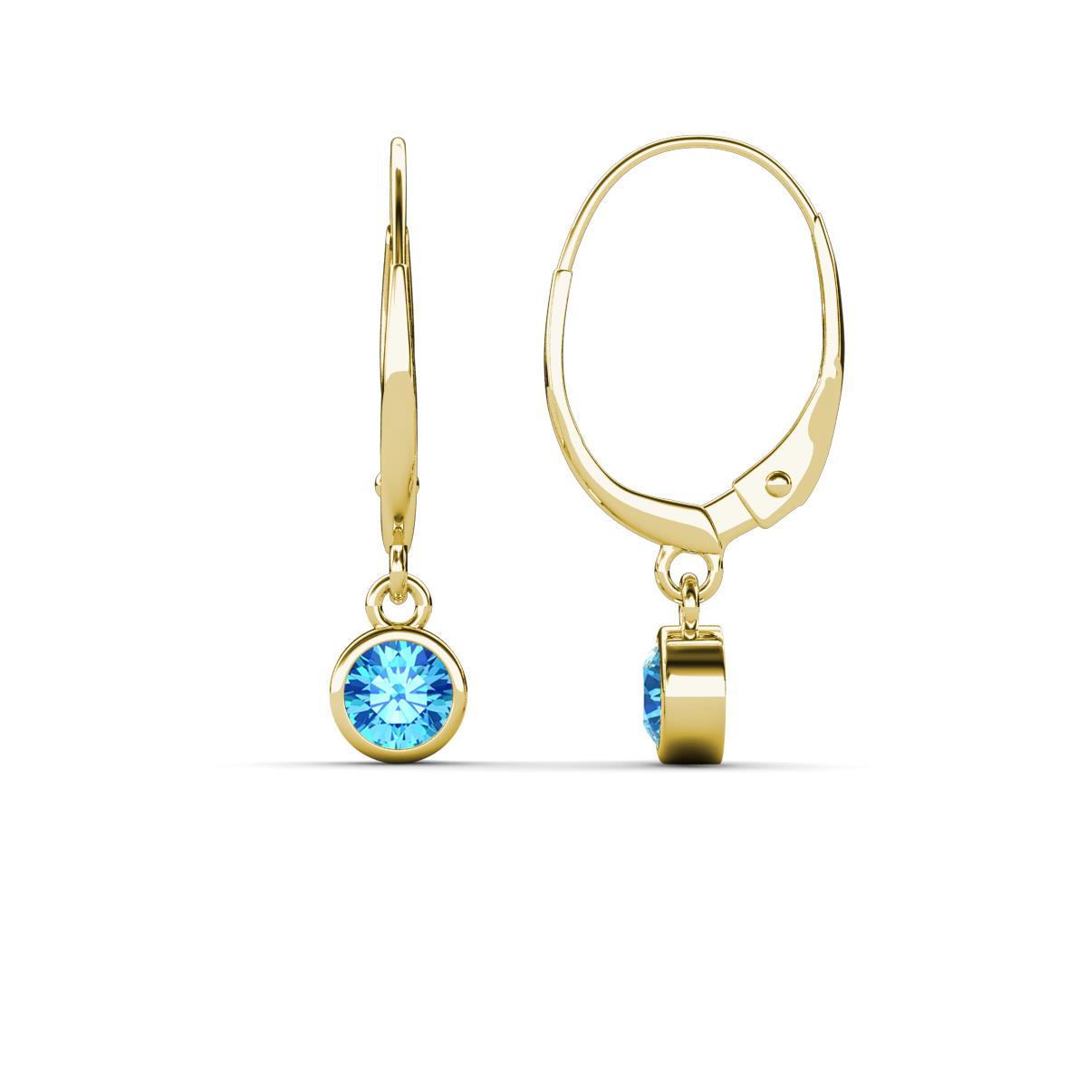 Cara Blue Topaz (4mm) Solitaire Dangling Earrings 