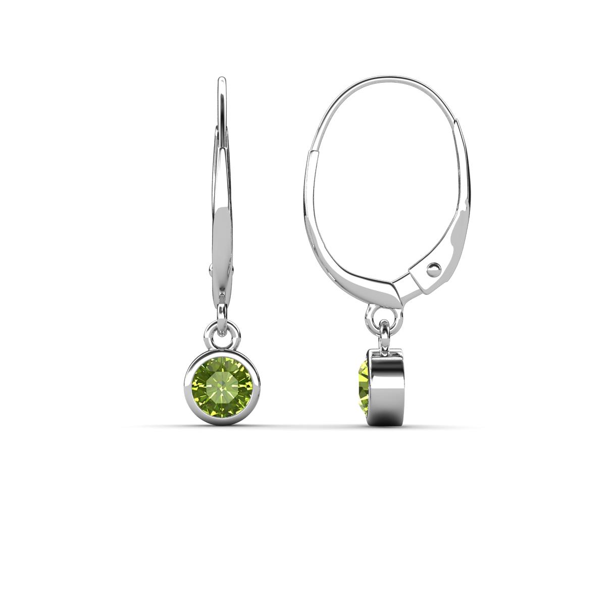 Cara Peridot (4mm) Solitaire Dangling Earrings 