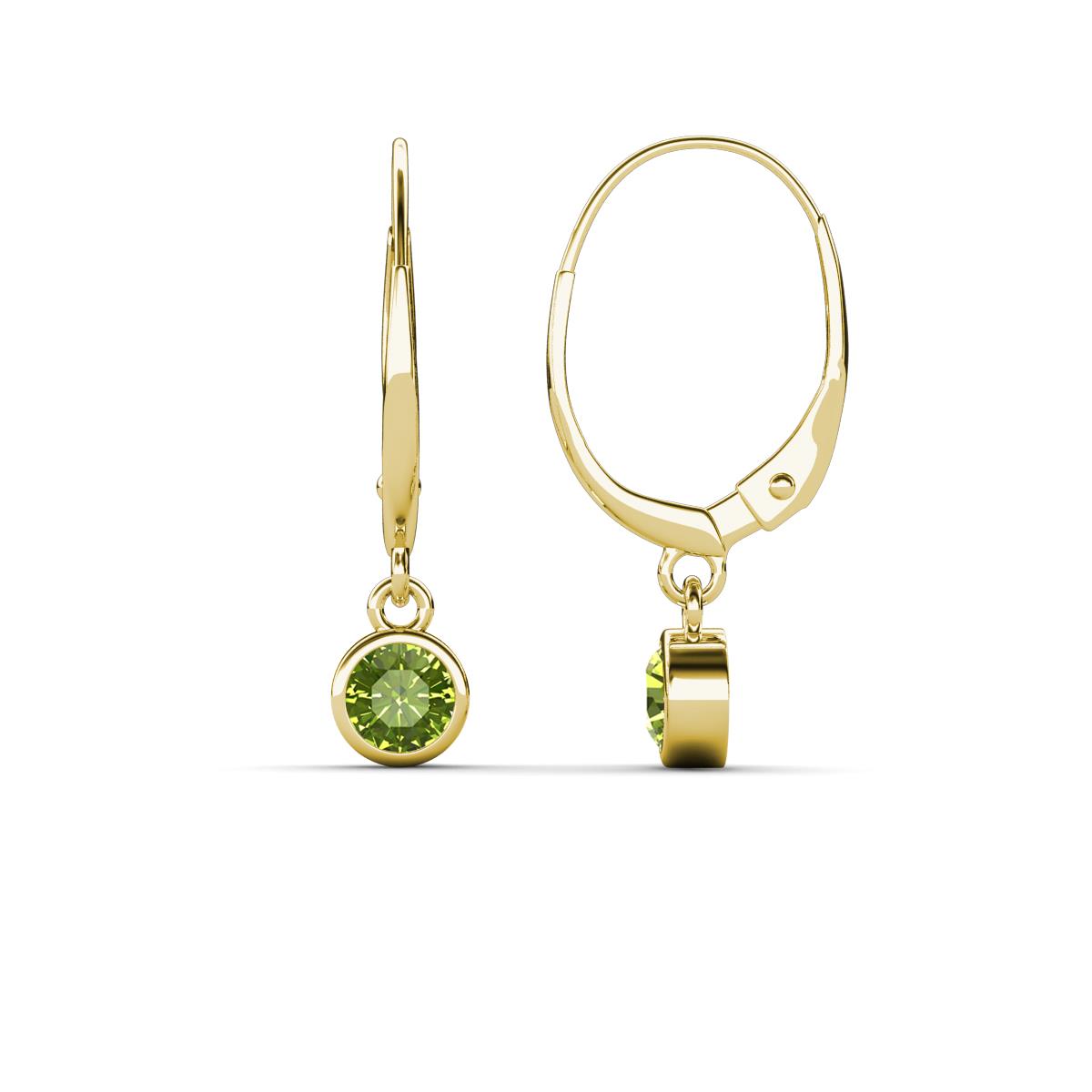 Cara Peridot (4mm) Solitaire Dangling Earrings 