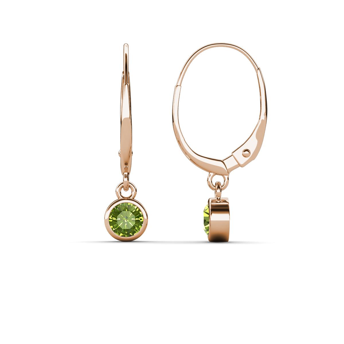 Cara Peridot (4mm) Solitaire Dangling Earrings 