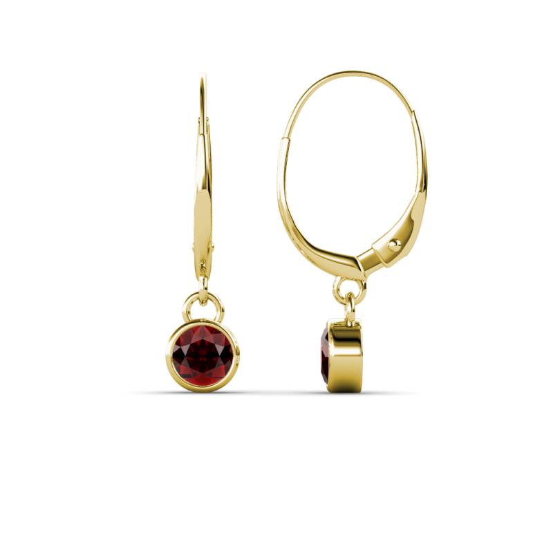 Cara Red Garnet (4mm) Solitaire Dangling Earrings 