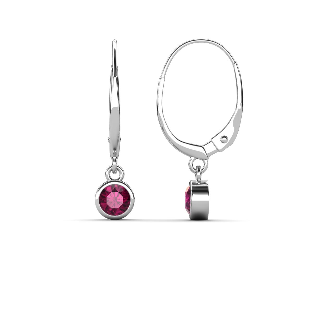 Cara Rhodolite Garnet (4mm) Solitaire Dangling Earrings 
