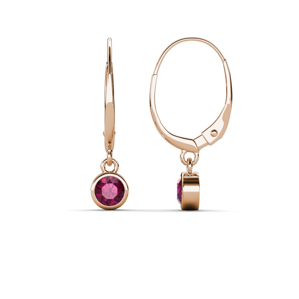 Cara Rhodolite Garnet (4mm) Solitaire Dangling Earrings 