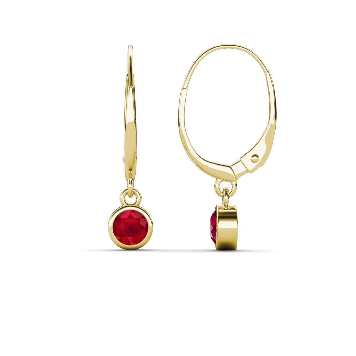 Cara Ruby (4mm) Solitaire Dangling Earrings 