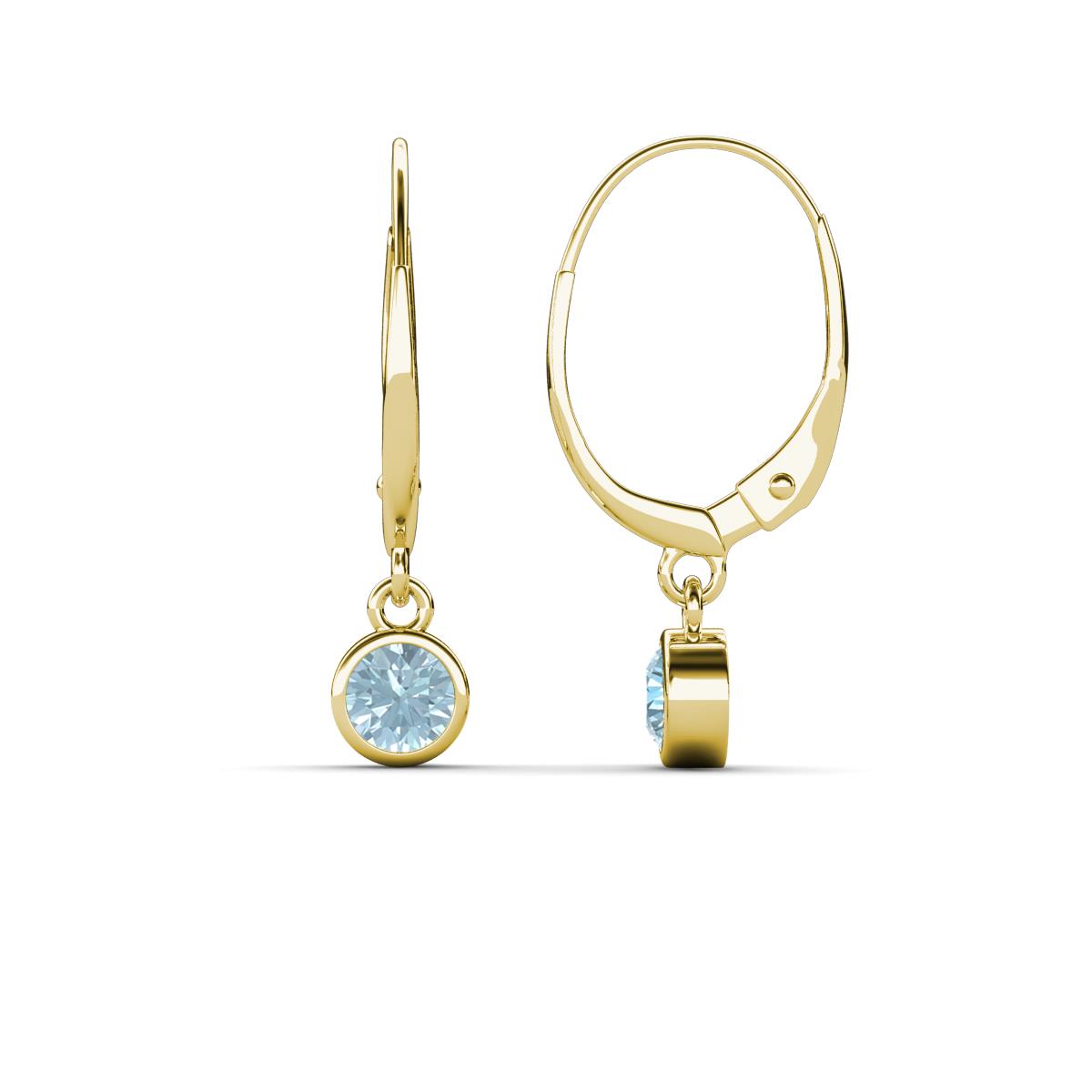 Cara Aquamarine (4mm) Solitaire Dangling Earrings 