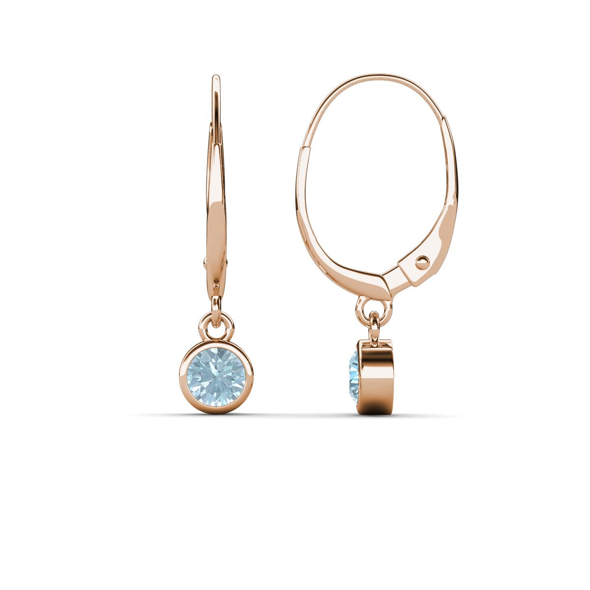 Cara Aquamarine (4mm) Solitaire Dangling Earrings 