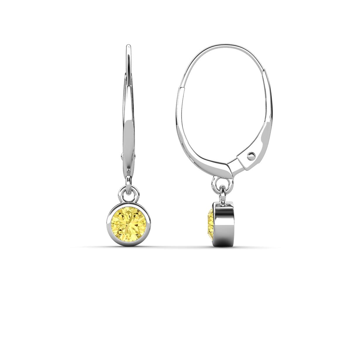 Cara Yellow Sapphire (4mm) Solitaire Dangling Earrings 