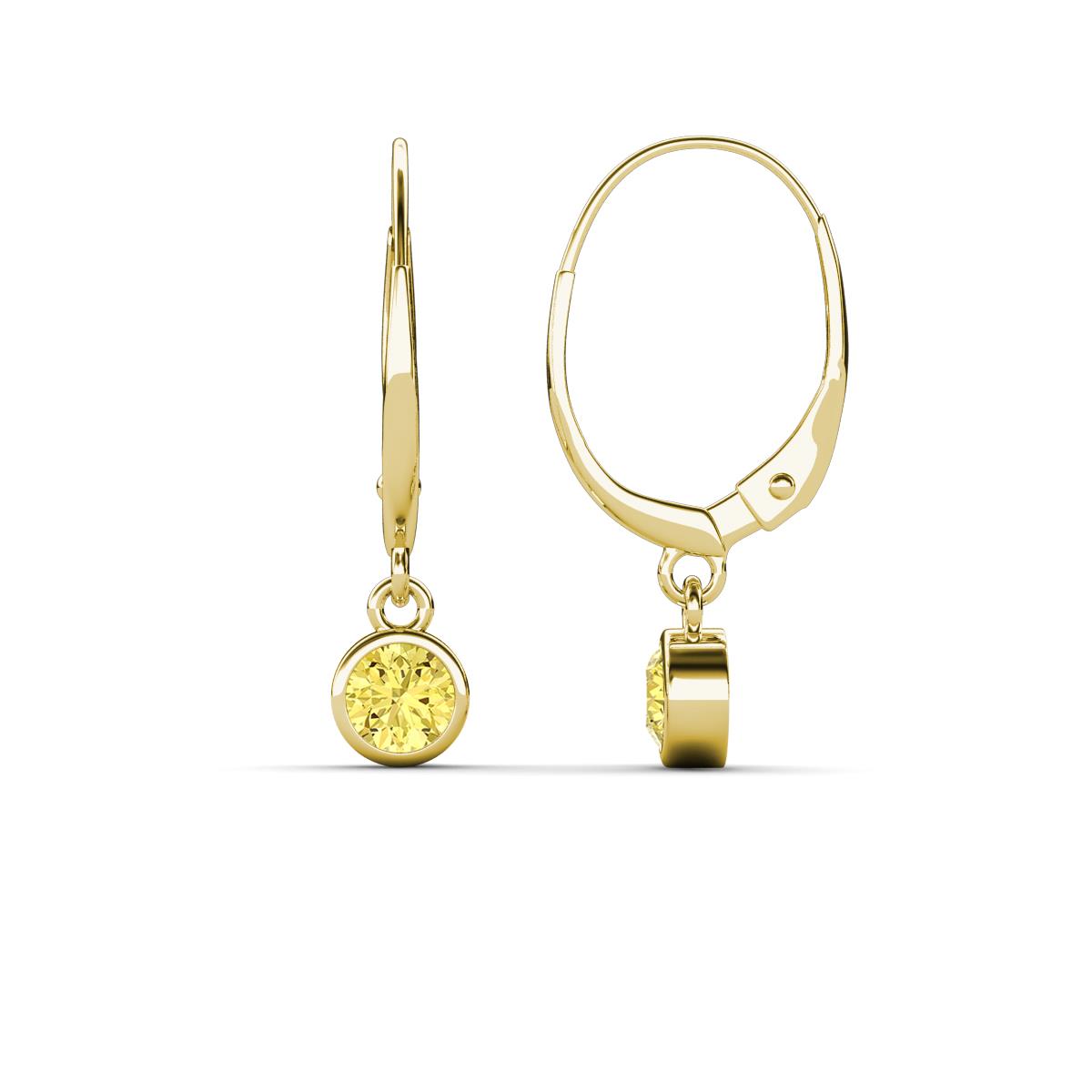 Cara Yellow Sapphire (4mm) Solitaire Dangling Earrings 