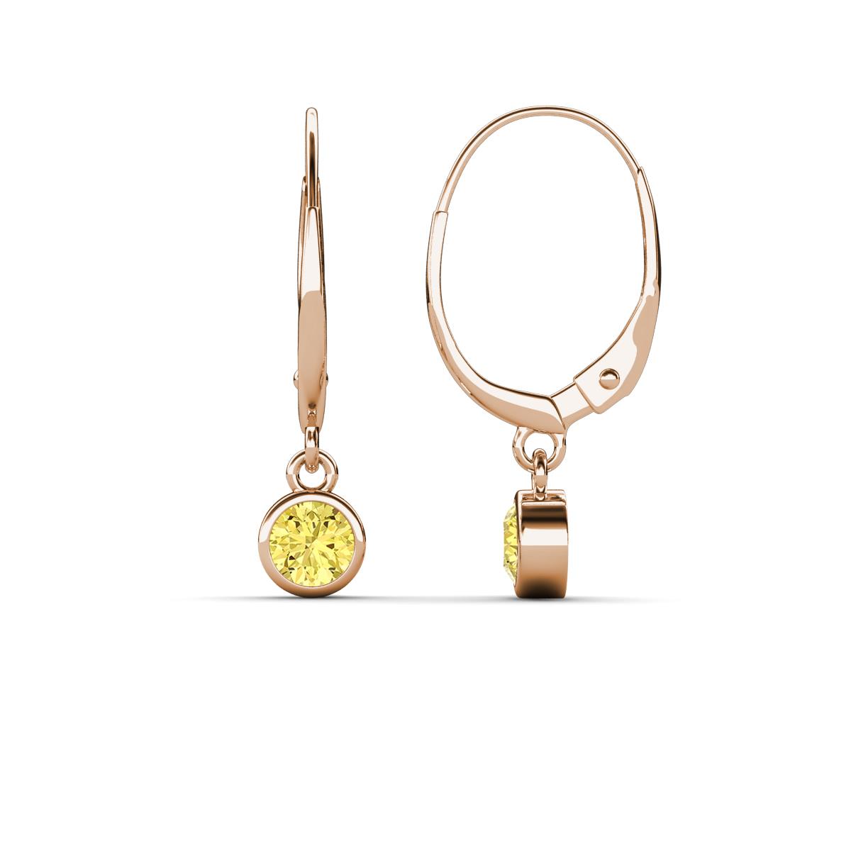 Cara Yellow Sapphire (4mm) Solitaire Dangling Earrings 