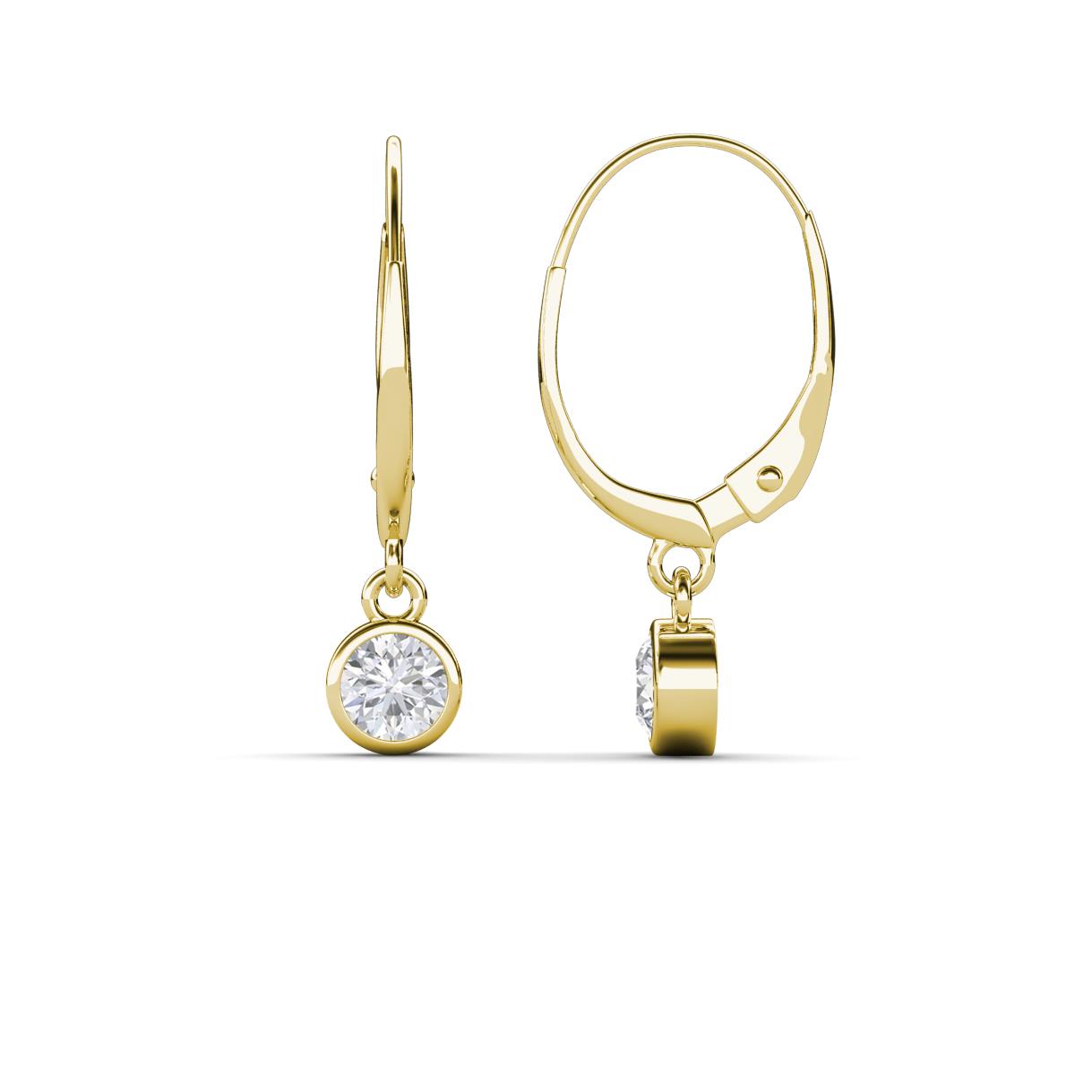 Cara White Sapphire (4mm) Solitaire Dangling Earrings 