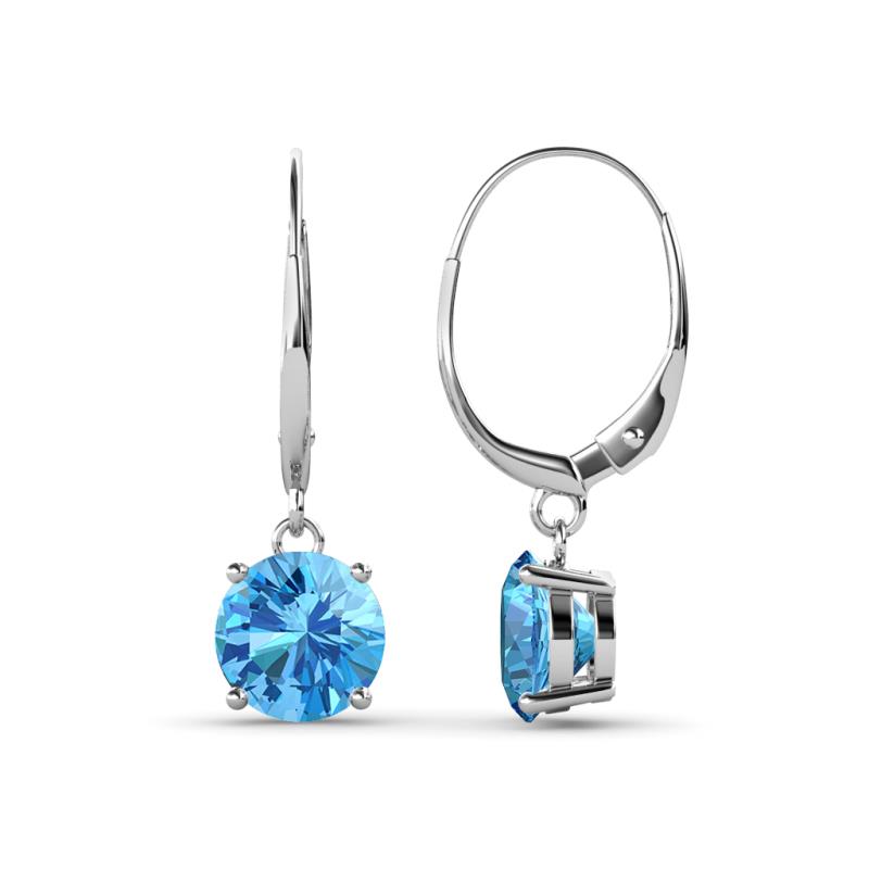 Grania Blue Topaz (6.5mm) Solitaire Dangling Earrings 