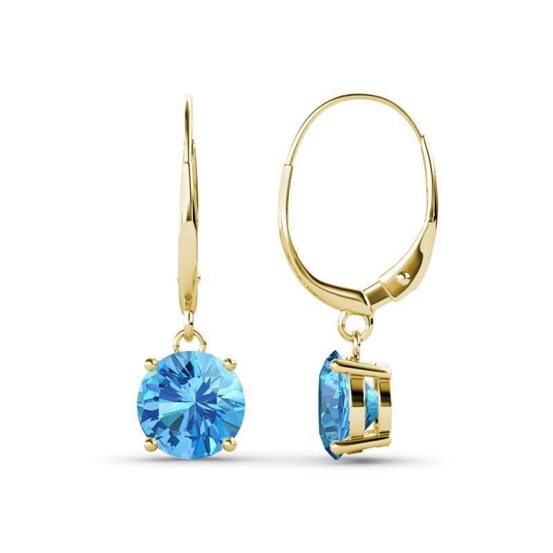 Grania Blue Topaz (6.5mm) Solitaire Dangling Earrings 