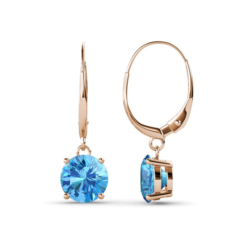 Grania Blue Topaz (6.5mm) Solitaire Dangling Earrings 