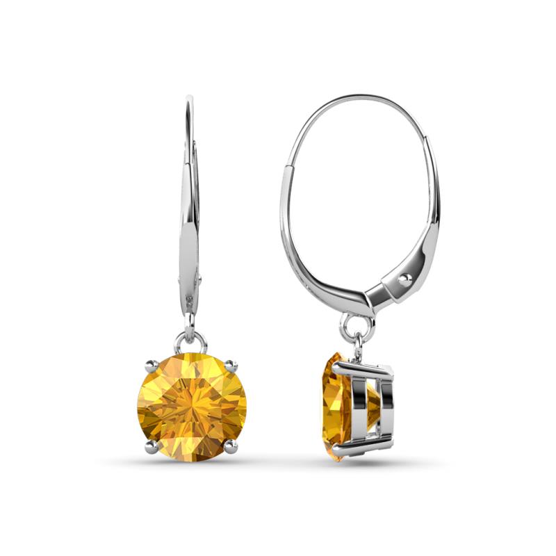 Grania Citrine (6.5mm) Solitaire Dangling Earrings 