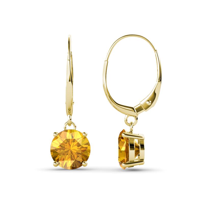 Grania Citrine (6.5mm) Solitaire Dangling Earrings 