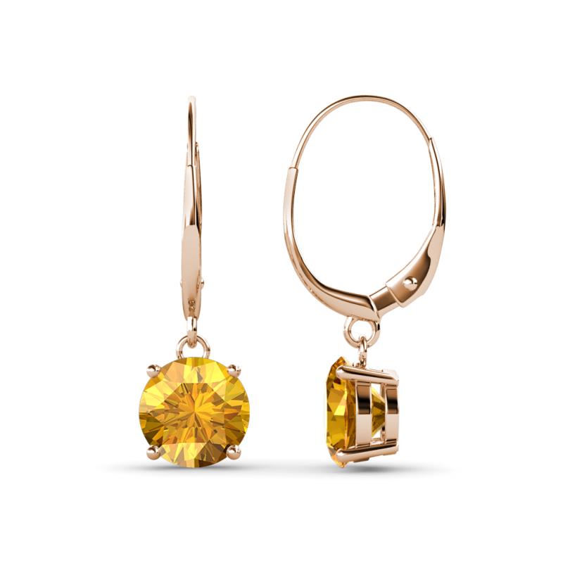 Grania Citrine (6.5mm) Solitaire Dangling Earrings 