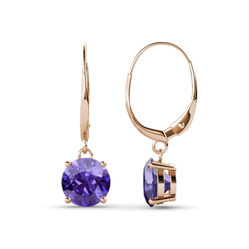 Grania Iolite (6.5mm) Solitaire Dangling Earrings 