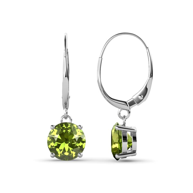 Grania Peridot (6.5mm) Solitaire Dangling Earrings 