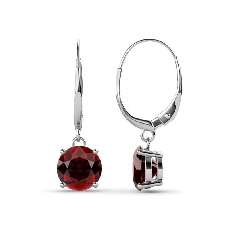 Grania Red Garnet (6.5mm) Solitaire Dangling Earrings 